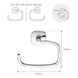 Robert Welch Burford Toilet Roll Holder Swing. Made from stainless steel. Easy Clean. 25-Year Guarantee.