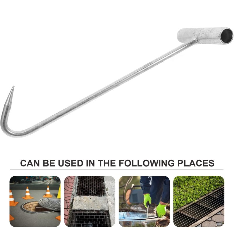 TOPPERFUN Manhole Cover Hook, 11.79in Stainless Steel Hay T-Hook Roller