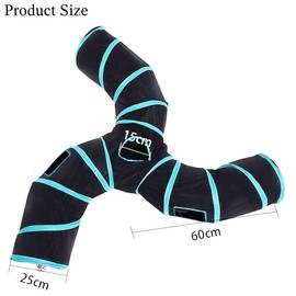 Cat Tunnel Tube,Long Collapsible Tunnels Tube Indoor with Peek Hole,2pack S-Shaped& 3Way Tubes Maze Play Toy Black for Cat Kitten Kitty Rabbit