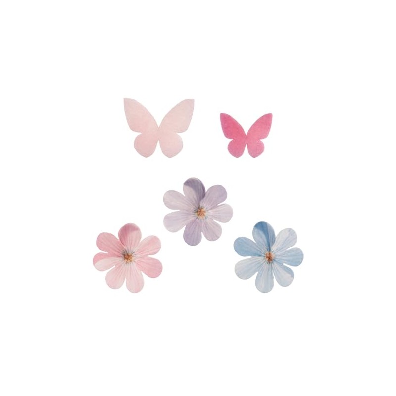 Dekora, Flores y Mariposas Lilas de Oblea, Flores Comestibles, Decoraciones