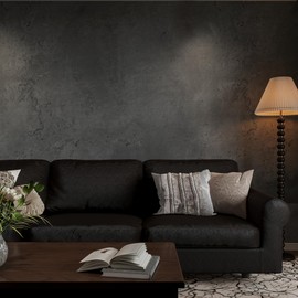 HOLOMEY Thick Concrete Wallpaper Peel and Stick Cement Wallpaper 24x354 inch Waterproof Removable Self-Adhesive Contact Paper Matte Dark Gray Texture Wall Paper for Bathroom Bedroom Kitchen Dining Bar