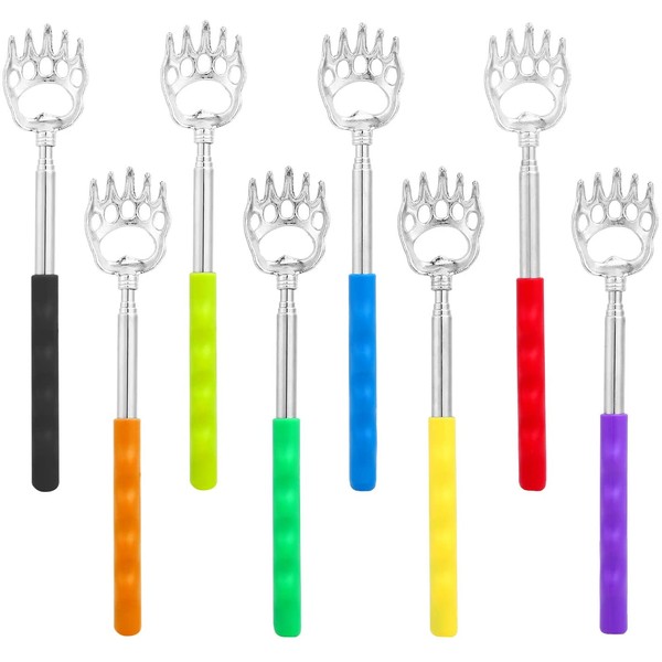 Back Scratcher Ohuhu 8 Pack Extendable Telescopic Bear Claw Back Itching Scalp Scratchers Massager, Portable Hand Massage Tool, Great Mother Father Gift Ideal