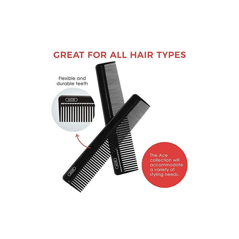 Goody Ace Dressing Comb, Black, 7.5 Inch