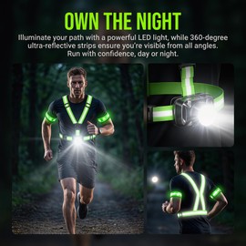 eefaYIYIFA LED Reflective Running Vest, 2-Piece Rechargeable LED Armband Set, IPX4 Waterproof 90° Adjustable Running Lights for Walking Cycling, 4-25H Runtime