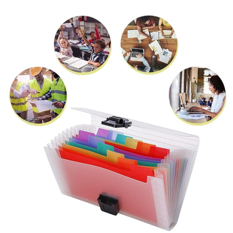 Expanding File A6 13 Pockets Portable Rainbow Document Folder Mini