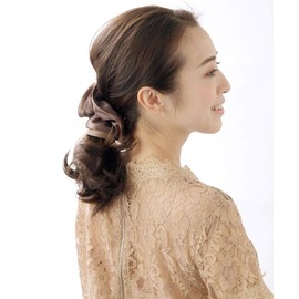 VingTAINE HS-30 Elegant Satin, Scrunchy, Ruffle, Volume, Basic, Easy Bonding, Gorgeous Daily Hair Accessory, Braun