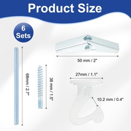 PATIKIL Swag Hooks, 6 Pcs Heavy Duty Ceiling Hooks with Hardware Installation Wall Fixing Ceiling Hangers for Hanging Plants Chandeliers, White