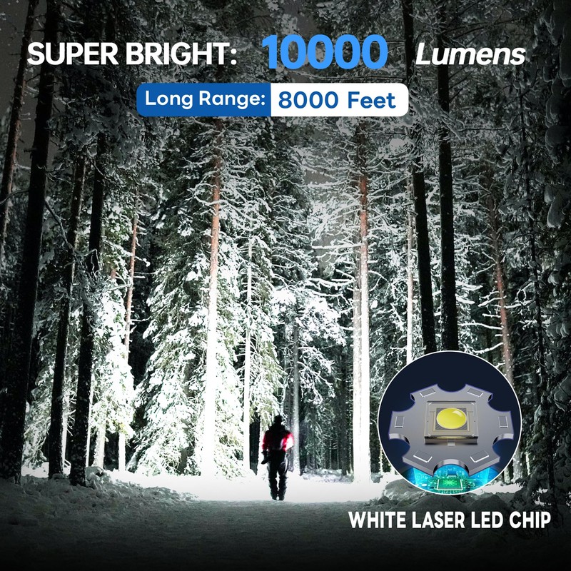 TECBOTT 10000 High Lumens Flashlights LED Rechargeable Tactical Flashlight 5