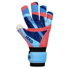 JAKO Unisex Goalkeeper Gloves River Supersoft RC SkyBlue/Coral/Navy, 7.5