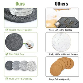 Set of 8 Coasters for Drinks, Round Woven Coaster Cotton Woven Coaster,Absorbent Drink Coasters,Handmade Braided Fabric Coasters,Water Absorbent Coaster Set with Holder