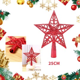 Christmas-Decorations-Ornament Christmas Tree Topper Star - Vintage Classic Plastic Hollow Out Decoration - for Christmas Tree Decorations, Nativity Celebrations, and Christmas Baubles