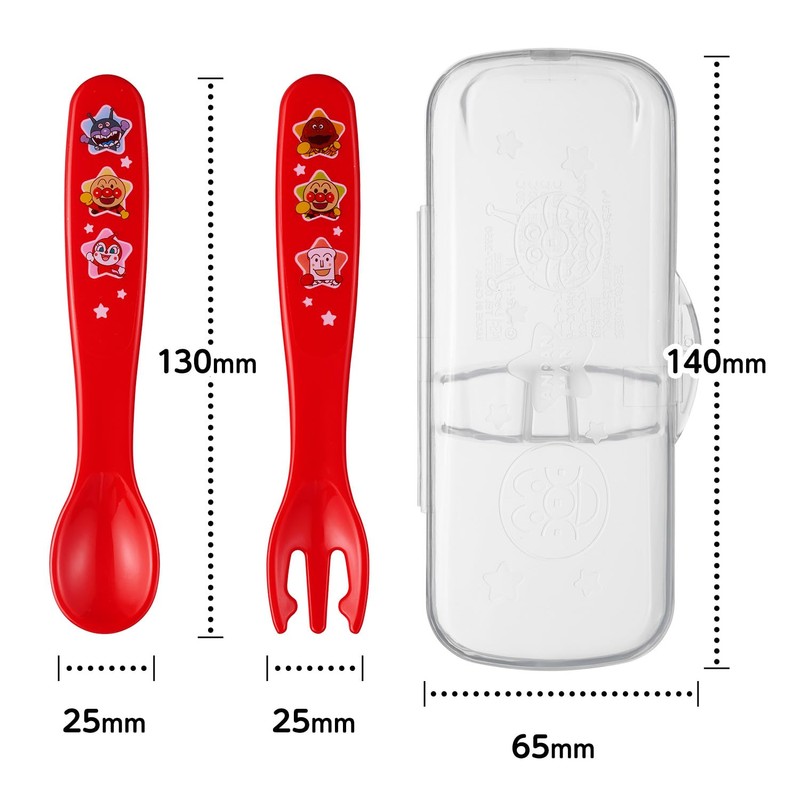 Anpanman Anti-Bacterial Spoon and Fork Set with Case (Red) for