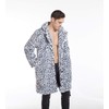 UMREN Mens Warm Whiter Leopard Faux Fur Coats Jacket Long