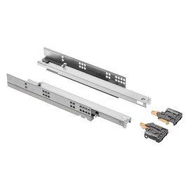 GTV - Underfloor Guides 1 Pair Drawer Slides with Soft Close System - Self-Closing Drawer Runners - Modern Slide with Damping, Full Extension, 250 mm, Maximum Load 35 kg