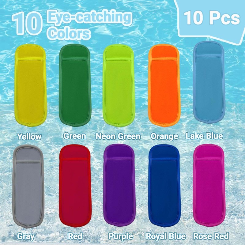 10 Colors Reusable Ice Pop Sleeves Anti-freezing No Drip (10
