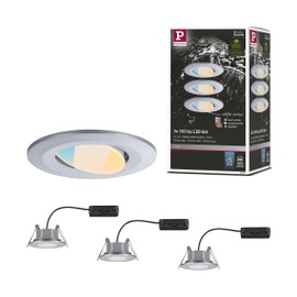 Paulmann Calla 93095 LED Recessed Light Set of 3 Swivelling IP65 90 mm 30° 3 x 550 lm White Switch 3 x 5 Watt Recessed Spotlight Matt Chrome 3000 K