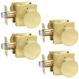 goldenwarm Privacy Gold Interior Door Knobs, Zinc-Alloy Heavy Duty Interior Door Knobs Bedroom, Contemporary Brass Door Knobs Privacy, Brushed Gold Door Knobs Interior for Bathroom(4 Pack)