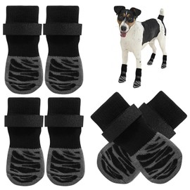 KUHAWL Pack of 4 Dog Shoes, Paw Protection, Non-Slip Dog Socks with Adjustable Dog Shoes, Pet Paw Protection, Double-Sided Non-Slip Dog Socks, Indoor Non-Slip Socks for Dogs (XL)
