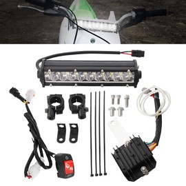 MOTOQUEEN LED Dirtbike Light Bar Kit Fits for Kawasaki KLX110 2002-2009 for Suzuki DRZ110 2003-2005, 60W (20 x 3W) LED Headlight Kit and Off Road Wiring Harness Plug-Play Headlight Assembly