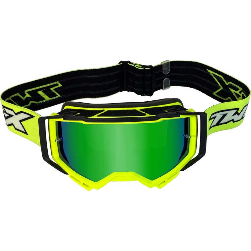 TWO-X Atom Cross Goggles - Motocross Goggles with Mirrored Green