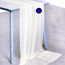 MDS 25 Pack 10ft Chiffon Table Runner 29 x 120 Inches Sheer Wedding Runner Romantic Rustic Table Runner for Wedding Decorations, Birthday Parties, Bridal Shower Party Arch Decor - Ivory