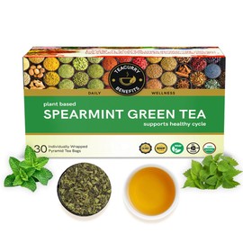 Teacurry Spearmint Green Tea (30 Tea Bags, 1 Month Pack) - Refreshing Taste and Invigorating Aroma - 100% Vegan and Caffeine-Free