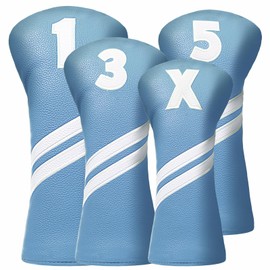 Golf Club Head Covers for Fairway Woods Driver Hybrids, 4pcs Premium PU Leather Women Golf Headcovers Set with No.Tags1 3 5 X.