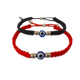 Evil Eye Bracelet, 2 Pcs Evil Eyes Charm Bracelet for Men and Women Adjustable Woven Lucky Protection Friendship Bracelet for Mom Girl