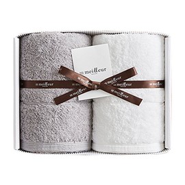 Imabari Towel Meiyuru Face Towel Set of 2 (Can be Selected) (Home Celebration, Baby Shower, Cheerful Celebration) (White & Gray)
