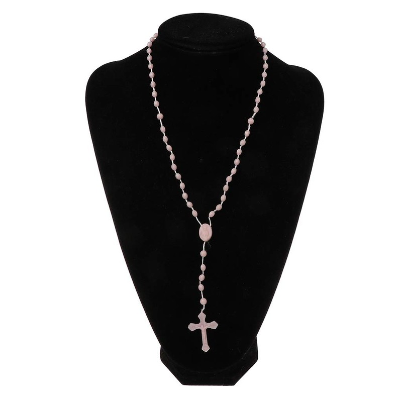 angwang Rosary Necklace,Plastic Rosary Beads Luminous Necklace Catholicism Prayer Religious