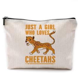NEGIGA Cheetah Makeup Bag, Cheetah Gifts for Women Cheetah Lovers, Cheetah Cosmetic Bags for Women, Just a Girl Who Loves Cheetahs Small Cosmetic Makeup Bag for Purse