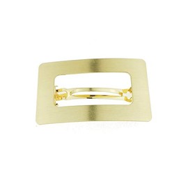 Womens Girls Shiny Modern Boho Metal Wedding Birthday Party Evening School Ponytail Fine Medium Hair Accessories Occasion Barrette Hairpin Grip French Spring Clip Oblong Oval Curved (Gold Tone)