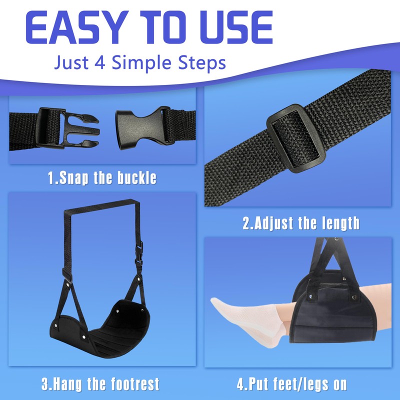 2-Pack Airplane Travel Essentials Foot Hammock - Portable Airplane Foot