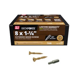 Grip-Rite GRDF114STT1 DeckForce #8 x 1-1/4" Nano Coated Wood Screws, Tan, 1lb Box