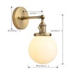 Pathson Hardwired Wall Sconce with White Globe, Brass Bathroom Vanity