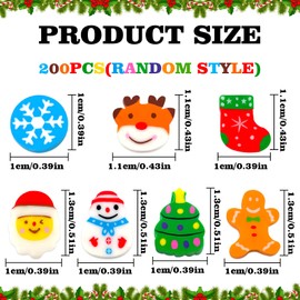 GreenYeah Christmas Erasers, Pack of 200 Christmas Erasers Children, Cute Christmas Erasers, Mini Colourful Erasers Children for Stocking Filler Stationery Gifts