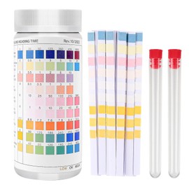 Sporgo Pack of 100 9 in 1 Aquarium Test Strips: Strips Aquarium Test with Aquarium Thermometer, Water Test Aquarium for Testing Iron PH Nitrate Total Hardness Chlorine Total Alkalinity Carbonate
