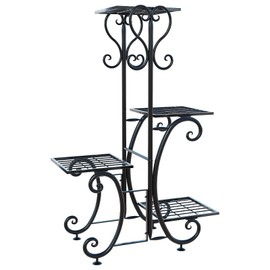 YisanCrafts Plant Stand Indoor Outdoor, 4 Tier Metal Plant Shelf Flower Pot Holder Display Racks - Wrought Iron Corner Multiple Planter Rack Organizer for Garden Patio Lawn Balcony Office Blac