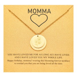 SWNXMG Dainty Gold Birth Month Flower Necklace For Mother'S Day Gifts Happy Birthday Gift For Mom, Stainless Steel, No Gemstone