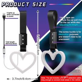 Timtin LED Car Accessories LED Heart Handle Ring Car Accessory for Women Heart Hand Strap Drift Charm Rear Bumper Warning Ring Decor for Auto Bus Interior Exterior Decoration