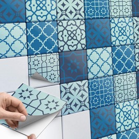 Glue Tile Stickers - creatisto Tile Film I Decorative Sticker Tile Film Sticker for Bathroom and Kitchen Tiles Bathroom Design I 15 x 15 cm - Ornaments Motif - Pack of 18