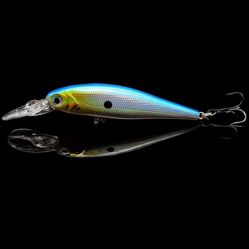 OriGlam 10 Pack Fishing Lures Hard Baits, 3D Eyes Minnow