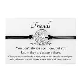 Lucor Friends Are Like Stars Wish Bracelet - Tree of Life Friendship Bracelet for Best Friends, Christmas & Birthday Gifts (Blue)
