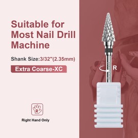 Cnynail 3/32" 2PCS Clean Umberllas Bits Extra Coarse Grit Carbide Cuticle Cleaner Bit for Electric Nail Drills – Professional Manicure Tool for Nail Salons and Home Use (XC Grit. Silver)