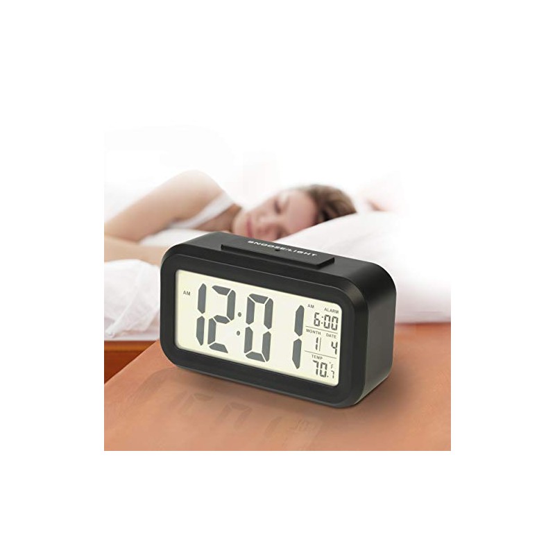 RCA Portable Alarm Clock with Auto Night Light Sensor, Adjustable