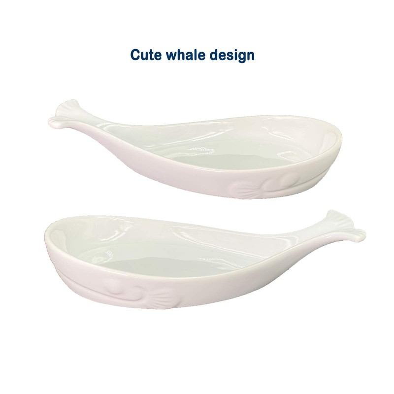 Ceramic Whale Spoon Rest for Kitchen, White