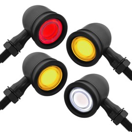 FATECIM 4X Motorcycle LED Rear Front Turn Signals Bullet Tail Lights Running Brake Stop Lights Motorbike Taillights Blinkers Indicators for Bobber Harley Honda Yamaha Suzuki Kawasaki Chopper Black