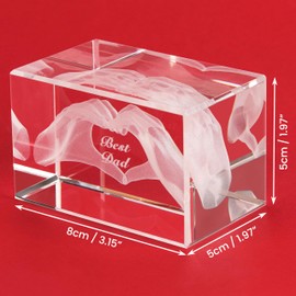 BELLE VOUS Engraved Crystal Gift for Dad - Best Dad - Best Dad Engraved Text in Glass Cube - Men & Dad Gift - Perfect Christmas, Birthday & Father's Day Gifts for Dad