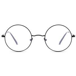 Pro Acme Blue Light Blocking Glasses Retro Small Round Metal Frame for Women and Men （Black）