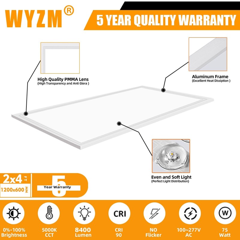 WYZM 4 Pack 2x4 LED Panel Light Drop Ceiling Indoor